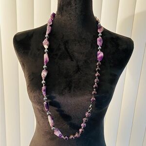 Dream Amethyst Beads Long Necklace